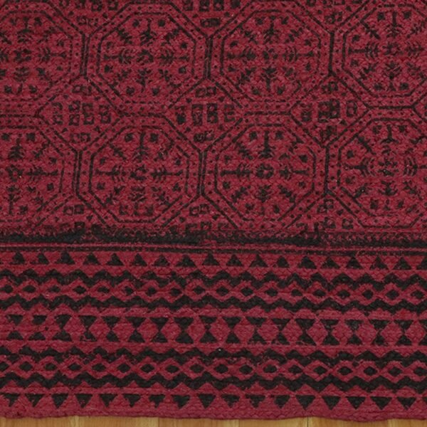 Bordered Handmade Rug Block Printed Area Rug - Image 7