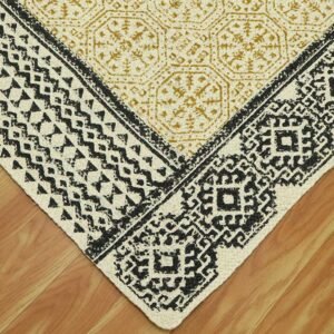 Hand Block Printed Jute Large Area Rug