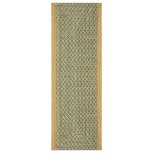 Handmade Jute Rug Green Block Printed  Rug