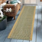 Handmade Jute Rug Green Block Printed  Rug