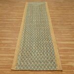 Handmade Jute Rug Green Block Printed  Rug