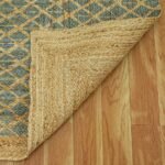 Handmade Jute Rug Green Block Printed  Rug