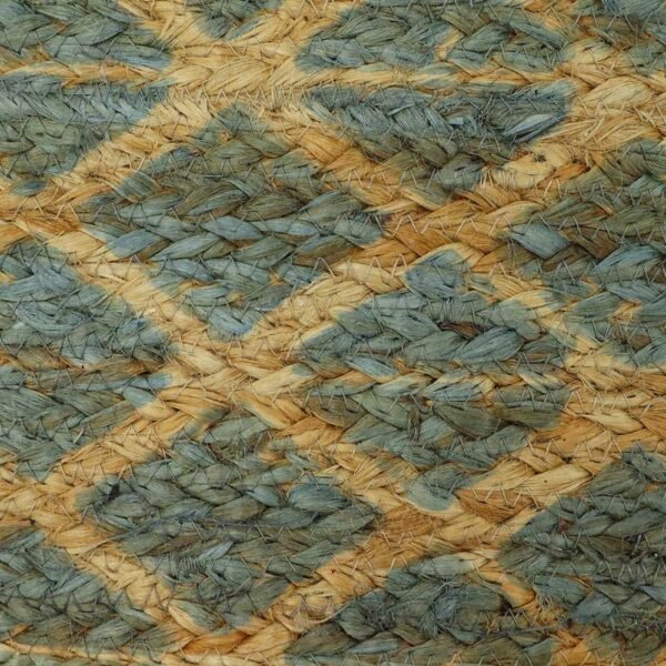 Handmade Jute Rug Green Block Printed  Rug - Image 7
