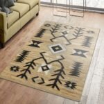 Hand Woven Jute Beige Large Black Area Rug