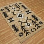 Hand Woven Jute Beige Large Black Area Rug