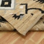 Hand Woven Jute Beige Large Black Area Rug