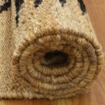 Hand Woven Jute Beige Large Black Area Rug