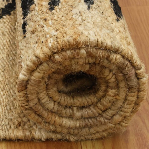 Hand Woven Jute Beige Large Black Area Rug - Image 5