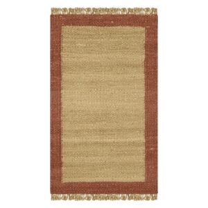 Hand Woven Beige Brown Border Jute Area Rug