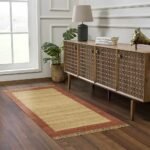 Hand Woven Beige Brown Border Jute Area Rug