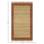 Hand Woven Beige Brown Border Jute Area Rug