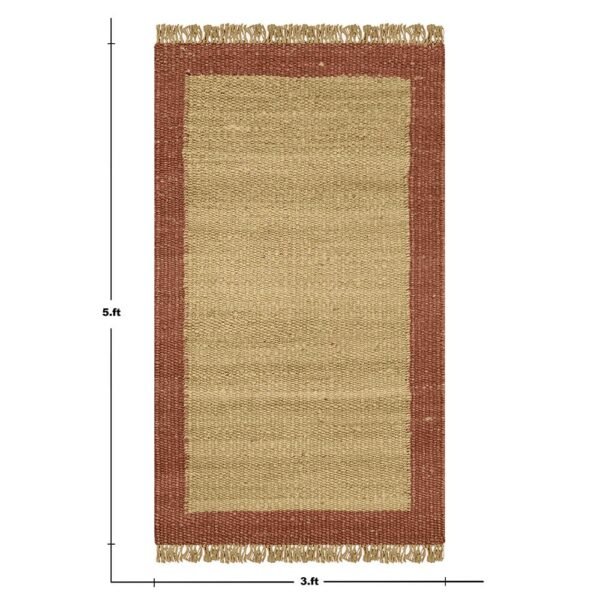Hand Woven Beige Brown Border Jute Area Rug - Image 3