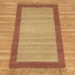 Hand Woven Beige Brown Border Jute Area Rug