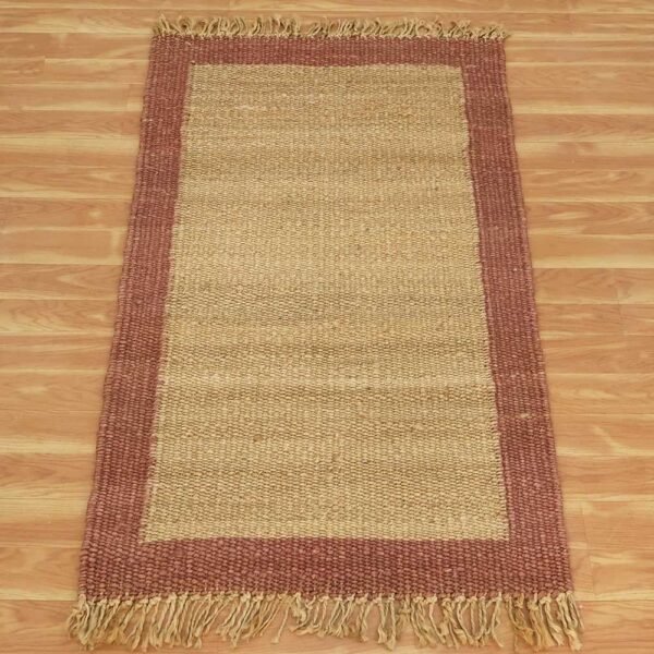 Hand Woven Beige Brown Border Jute Area Rug - Image 4