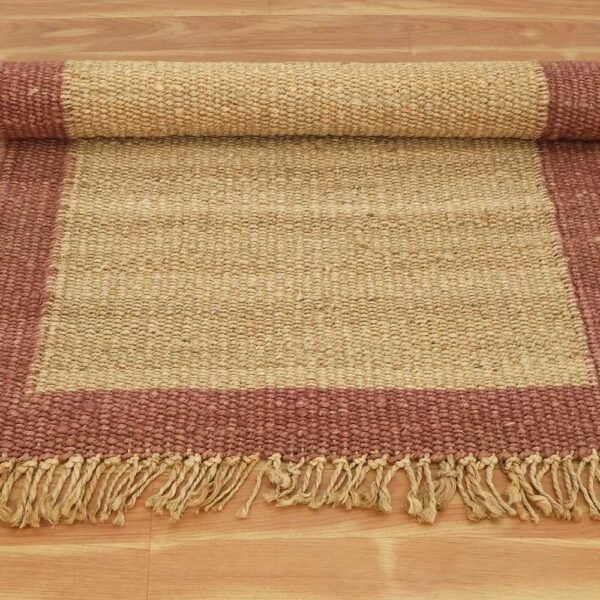 Hand Woven Beige Brown Border Jute Area Rug - Image 6