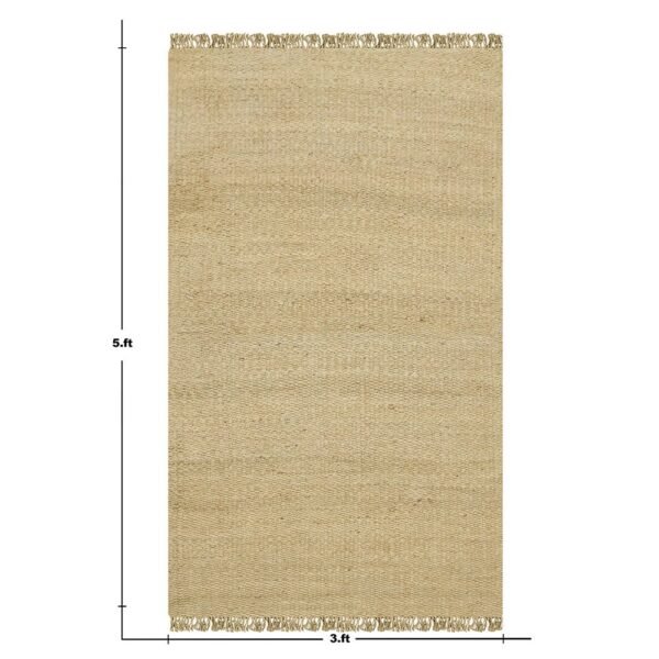 Beige Hand Woven Jute Large Area Rug - Image 3