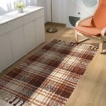 Hand Woven Jute Check Brown Hall Area Rug