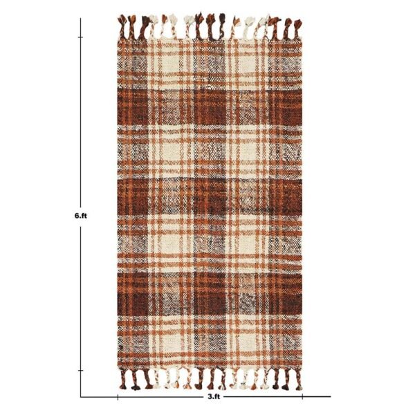 Hand Woven Jute Check Brown Hall Area Rug - Image 3
