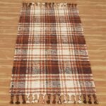 Hand Woven Jute Check Brown Hall Area Rug