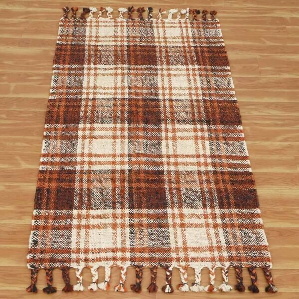 Hand Woven Jute Check Brown Hall Area Rug - Image 4
