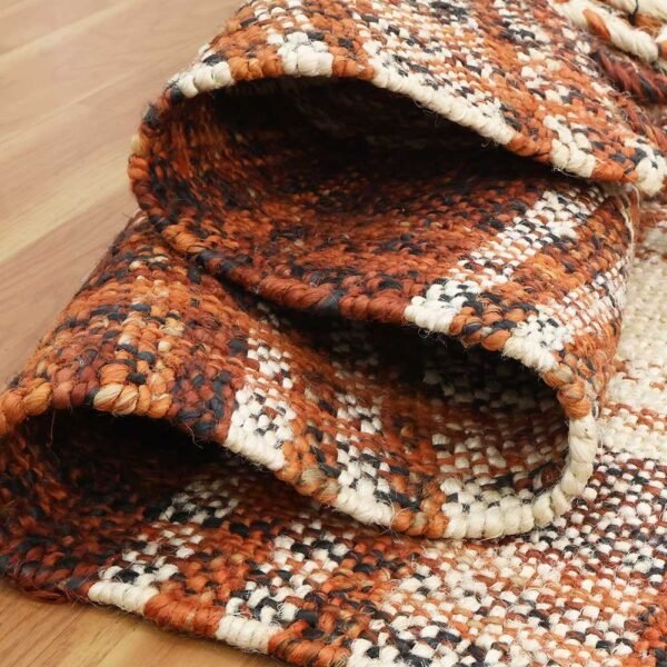 Hand Woven Jute Check Brown Hall Area Rug - Image 5