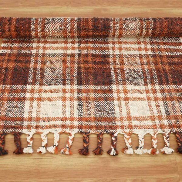 Hand Woven Jute Check Brown Hall Area Rug - Image 6