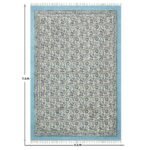 Blue Block Printed Rug Handmade floral rug