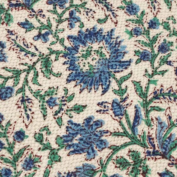 Blue Block Printed Rug Handmade floral rug - Image 6