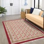 Cotton Red Printed Rug Handcrafted Area Rugs