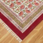 Cotton Red Printed Rug Handcrafted Area Rugs