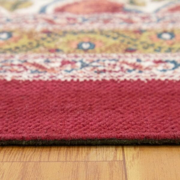 Cotton Red Printed Rug Handcrafted Area Rugs - Image 7