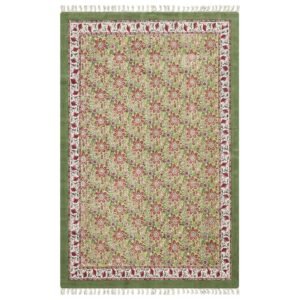 Floral Area Rug Hand Block Printed Cotton Rug