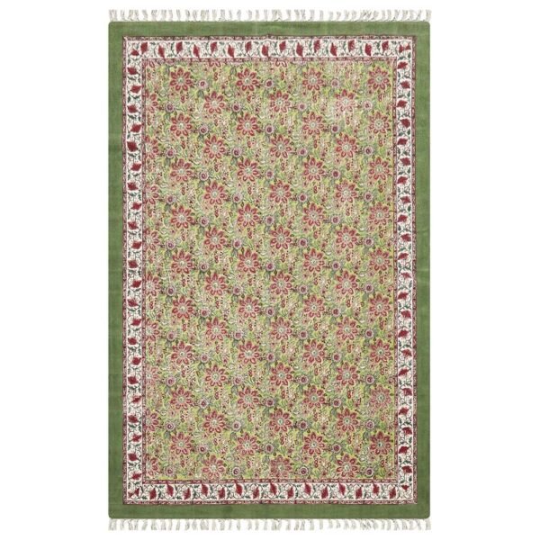 Floral Area Rug Hand Block Printed Cotton Rug