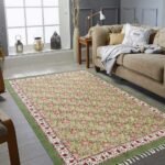 Floral Area Rug Hand Block Printed Cotton Rug