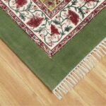 Floral Area Rug Hand Block Printed Cotton Rug