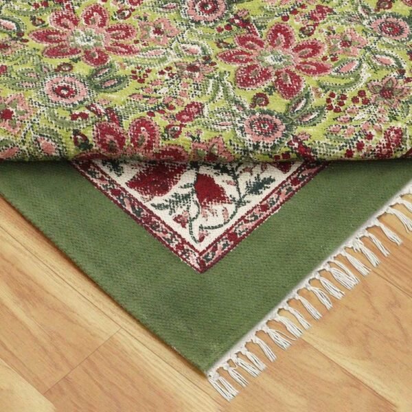 Floral Area Rug Hand Block Printed Cotton Rug - Image 8