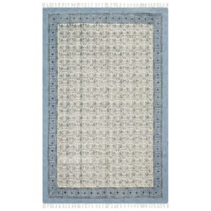 Hand Block Printed Floral Rug Cotton Area Rug