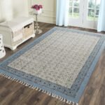 Hand Block Printed Floral Rug Cotton Area Rug