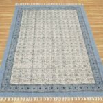 Hand Block Printed Floral Rug Cotton Area Rug