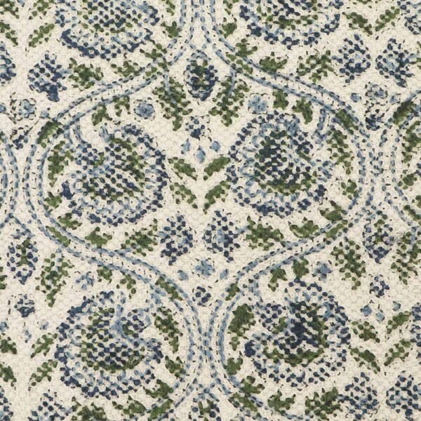 Hand Block Printed Floral Rug Cotton Area Rug - Image 7