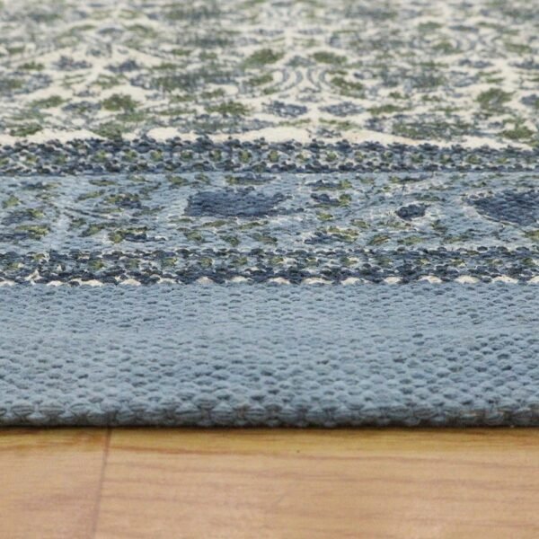 Hand Block Printed Floral Rug Cotton Area Rug - Image 8