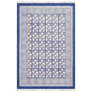 Cotton Large Size Rug Floral Block Printed Rug