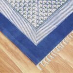 Cotton Large Size Rug Floral Block Printed Rug