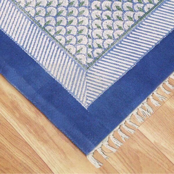 Cotton Large Size Rug Floral Block Printed Rug - Image 5
