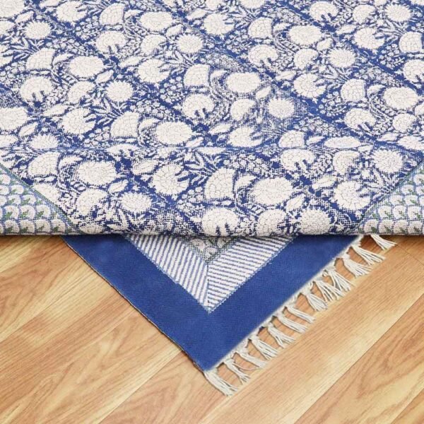Cotton Large Size Rug Floral Block Printed Rug - Image 8