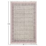 Purple Floral Area Rug Oriental Block Cotton Rug