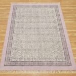Purple Floral Area Rug Oriental Block Cotton Rug
