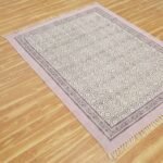 Purple Floral Area Rug Oriental Block Cotton Rug