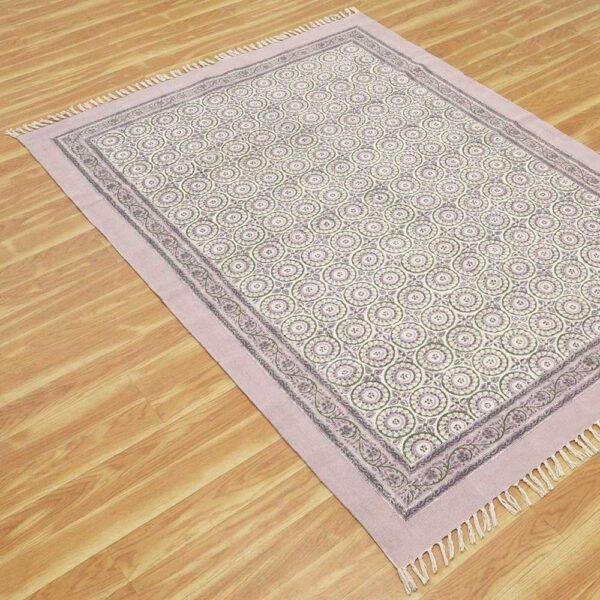 Purple Floral Area Rug Oriental Block Cotton Rug - Image 5