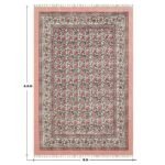 Pink Floral Rug Oriental Blocks Cotton area Rug
